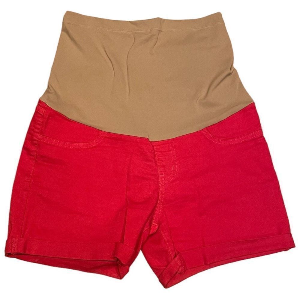Just Black Tomato Red Maternity Denim Jean Shorts Forth of July Summer 26 4 Rare